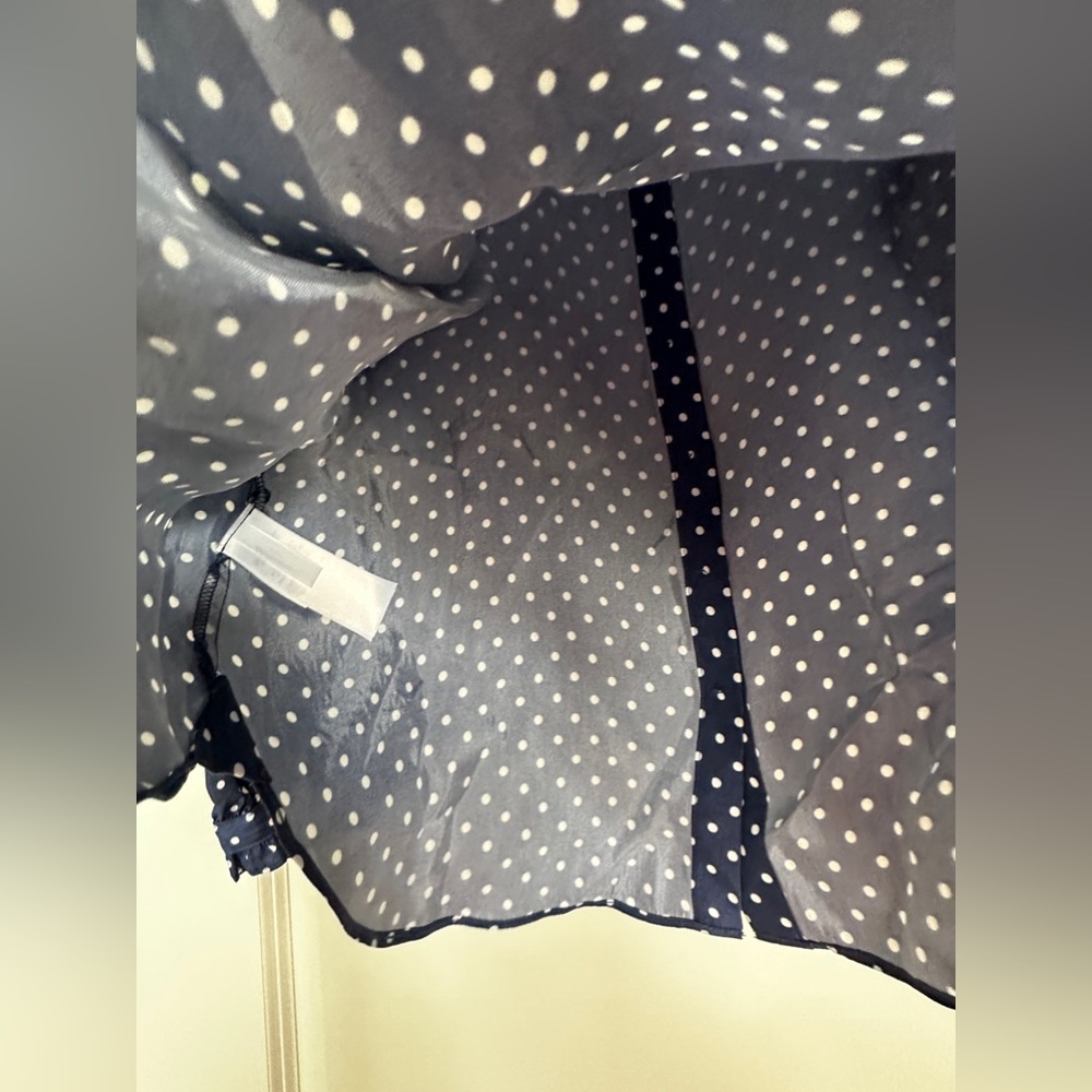 Drapey cupro-blend ruffle-trim shirt in dot - Picture 9 of 9